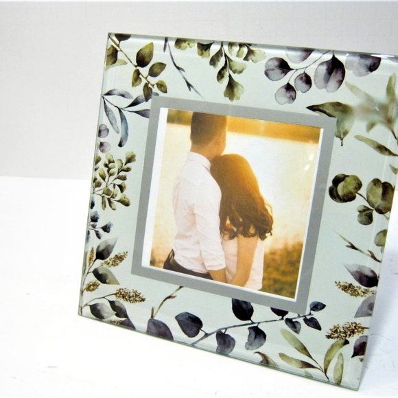 Heartfelt Other - 𝅺Green Leaves Floral Botanical Glass Photo Frame Picture Holder for 7x7 photo